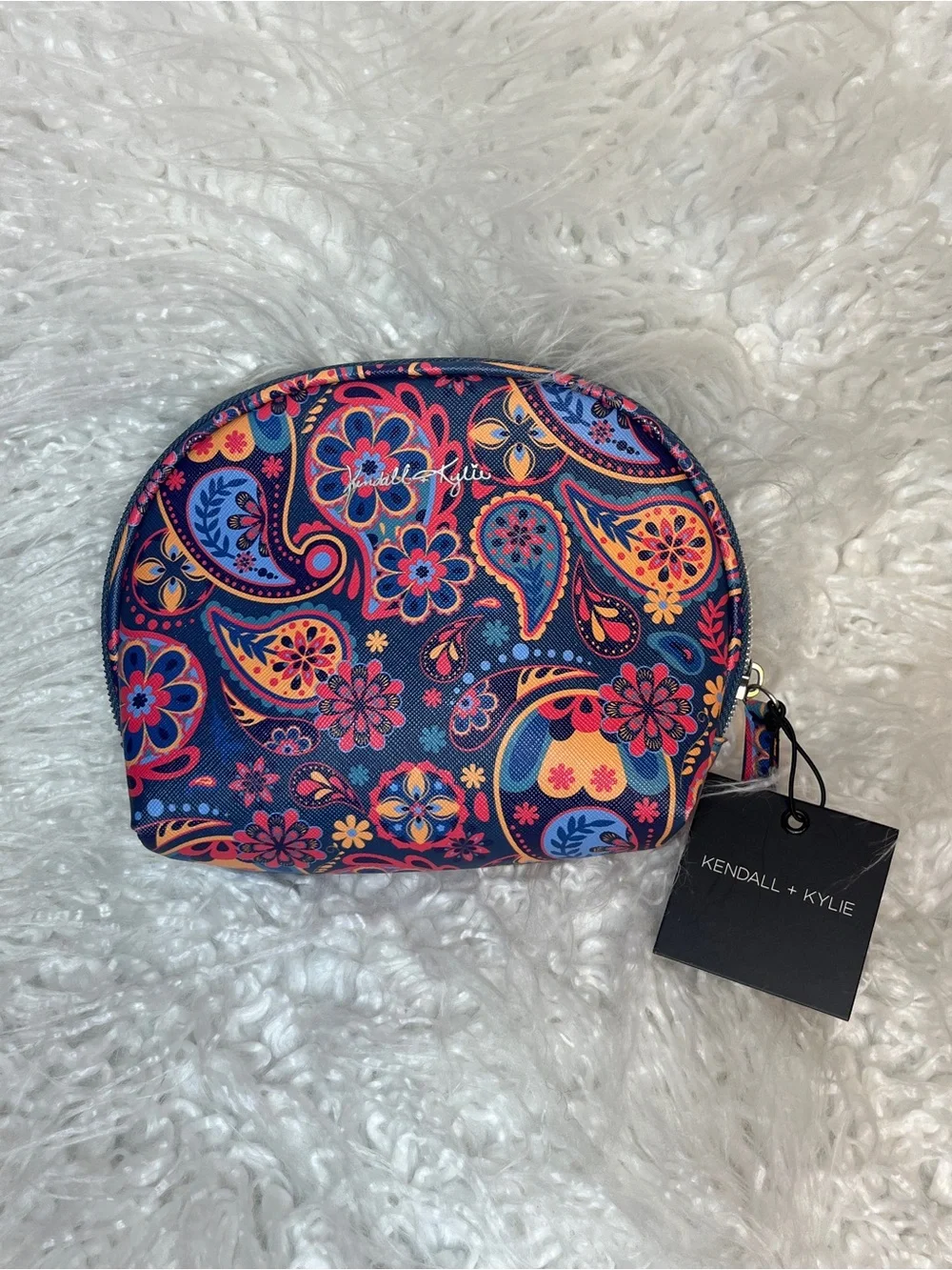 Kendall & Kylie Navy Multicolor Paisley Cosmetic Case